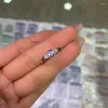 Cluster Rings Fashion Silver Gemstone Wedding Ring for Woman 4 6mm Flawless Natural Tanzanite Solid 925 Ringcluster