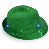 LED 재즈 모자 깜박이는 조명 LED-FEDORA TRILBY 스팽글 캡 팬시 드레스 댄스 파티 모자 유엔 힙합 램프 Luminous-Hat SN4784