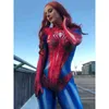 スパイダーウーマンコスプレセクシーゼンタイコスチュームスーツスーパーヒーローオープンクロッチボディスーツファンシー衣装ハロウィーンランジェリーH220813312Y