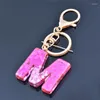Keychains KIOOZOL A-Z Letter Acrylic Pink Color Solid Pendant Keychain Fashion Accessories Couple Gifts 2022 Trend 005 KO2 Miri22