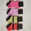 Multicolor enkelsokken met cardboad tags sport cheerleaders zwart roze short sock girls dames katoen sport sokken skateboard sneaker