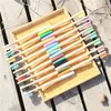 Rainbow Bamboo Toothbrush multi Colors Round Handle Black Bristle Adult Tandenborstel Wooden Handle Low carbon Tooth brush1833085