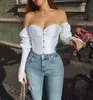 Women's Blouses & Shirts Women Puff Sleeve Corset 2022 Summer Autumn Long Off Shoulder Vintage Crop Tops Bandage Elegant FemaleWomen's