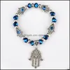 Очарование браслетов модные простые религиозные синие бусины счастливчики лучше