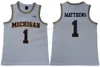 5 Jalen Rose Michigan Wolverines Jersey 4 Chris Webber 25 Juwan Howard 1 Charles Matthews 2 Jorda Poole College Basketball Yellow Men white Jerseys Uniforms