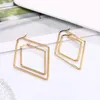 Hoop & Huggie Female Large Unusual Ear Rings Stainless Steel Quadrilateral Earrings For Womens Geometric Bijoux Fashion JewelryHoop