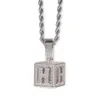 Style Hip Hop plaqué or CZ Micro pavé carré lettre initiale pendentif colliers Design Cool corde chaîne collier