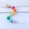 Eco Friendly Crochet Toddler Pacifier Pärlor Hållare Träklipp Dummy Chain Clip Infant Baby