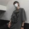 Men's T-Shirts Dark Hip-Hop Horror Human Bone Letters High Street Short-Sleeved T-Shirt Male Korean Fashion Retro Couple Clothes Grunge Emo