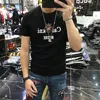 Estilo ocidental camisetas masculinas 2022 verão novo padrão personalizado pesado artesanato bordado design manga curta gelo seda algodão magro redondo pescoço tees vermelho preto branco M-5XL