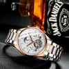 Montres-bracelets en gros montre pour hommes Tourbillon évider automatique mécanique bande d'acier affaires montre transparente montres-bracelets