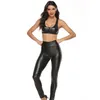 Tweedelige broek voor dames dames 2 stks/set sexy pu ritsjipper open kruis latex potlood met vest glanzende exotische kleding hoog elastisch clubkleding