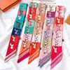 Luxury Silk Skinny Scarf 2021 Fashion Bag Handle Ribbon Ladies Horse Print Headband Small Hair Scarves Band Female