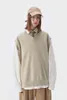 2022 New Japanese Vintage V-neck Vest Sleeveless Sweater Men's Fashion Brand Ins Loose Waistcoat