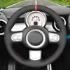 ステアリングホイールカバーミニクーペクーパークラブマンロードスターの黒いスエードカーカバー2004-2022Steering