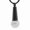 Cristaux LKJ11732 pendentif de suspension de microphone pour les mélomanes cendres mémorial urne souvenir en acier inoxydable crémation Jewelry246T