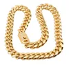 Men's 14K Gold Plated ChainsCuba chain micro inlaid white diamond buckle encryption Necklace 14mm