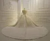 NEW!!! Luxury Ball Gown Wedding Dresses V Neck Lace Appliques Crystal Beads Long Sleeves Corset Back Bridal Gowns Custom Made Robe De Mariee Cathedral Train EE