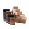 10st Kraft Paper Packing Box med transparent PVC Window Black Delicate Drawer Display Present Wedding Cookie Candy Cake 220427