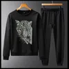 Survêtements pour hommes automne et hiver Plus velours survêtement pour hommes mince diamant lettre ensembles mode personnalité marque sweat-shirt pour hommes