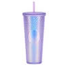 24 oz mokken gepersonaliseerde star-bucks iriserende bling regenboog eenhoorn bezaaid cold cup tumbler koffiemok met stro SN4452