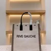 2022 Moda trendi Kadın çanta Rive Gauche Tote alışveriş çantası Kadın çanta üst keten Büyük Plaj çantaları Tasarımcı seyahat Crossbody Omuz çantası Cüzdan Tote