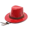 Bérets Four Seasons Unisexe Cowboy Chapeaux Pu Faux Cuir Design Jazz Style Western Femmes and Men Flat Brim Caps Fashion NZ0049