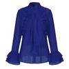 Women's Blouses & Shirts Vintage Women Fashion Ruffled Blouse Spring Stand Collar Tunic Tops Baggy Chemise Long Sleeved Button Up Bohemian B