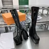 Hentian – bottes à talons hauts et épais pour femme, chaussures à la mode, cuissardes hautes, tube en métal, fermeture éclair arrière, automne et hiver