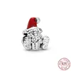 925 Sterling Silver Ciondola Charm Glitter Albero di Natale Renna Pupazzo di neve Sweet Home Perline Bead Fit Pandora Charms Bracciale Accessori gioielli fai da te