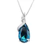 Femmes bijoux romantique bleu goutte d'eau zircon diamant pendentif plaqué or blanc collier style européen et américain clavicule chaîne filles cadeau de fête de mariage