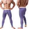 Herren Lange Unterhosen Sexy U Convex Penis Pouch Leggings Enge Unterwäsche Männer Home Sheer Lounge Hosen Homosexuell Nachtwäsche Thermo-Unterhose 220805