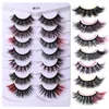 7 paires de faux cils de couleur bouclée Thcik ensemble doux vif réutilisable fait à la main multicouche 3D faux cils Extensions de cils entrecroisés en désordre maquillage