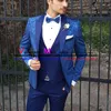 Men's Suits & Blazers Royal Blue Jacquard Groomsmen Groom Tuxedos Custom Made Shawl Lapel Men Wedding Prom Man Blazer Jacket With Pants SetM