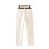 Wixra Womens Demin Calças com Sashes Streetwear Casual Cintura Alta Calça Jeans Solta Botões Bolsos Femme Primavera Outono 220325