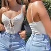 Женские танки Camis Ladies Fancy Sexy Camisole Top Top Bount Cutout V Neck Tie Tielless High Street Pellover Slim Fit Summer Short Caual Y