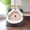 Sıcak Rahat Pet Yatak Köpek Kedi Yatakları Ev Kış Uyku Tulumu Taşınabilir Kapalı Yuva Kukla Çadır Çıkarılabilir Yastık Katlanabilir 220323