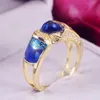 Bröllopsringar Vintage Retro Design Blue Stone Finger For Women Cubic Zirconia Statement Engagement Female Fashion Jewelwedding