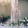 Decorazione per feste all'ingrosso 10 braccia a lungo gambo moderno moderno limpido limpido uragano candele di cristallo Cancellaio Centrotavola da tavola per matrimoni B0708G02