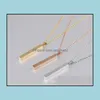 Pendant Necklaces Pendants Jewelry Stainless Steel Bar Necklace New Fashion Gold Rose Sier Solid Blank Charm For Buyer Own Engraving Drop