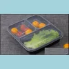 Disposable Microwave Food Storage Safe 3 Departments Meal Prep Containers W/Lip Lunch Box Kids Container Tableware Drop Delivery 2021 Flatwa