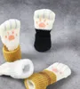 4pcs/set gato pata de mesa meias para os pés de cadeira capas protetores de piso meias de tricô que não deslizam para móveis decoração de casa de desenhos animados