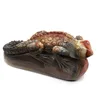 장식용 물체 인형 6.5 "도마뱀 입상 천연 돌 조각 된 공예 장식 장식 치유 크리스탈 레이키 동상 마법 Sup