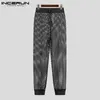 Men Mesh Pants Drawtring Transparante streetwear Baggy sexy pantalon Ademende vakantie Casual broek Men S-5XL Incerun 220721