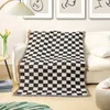 Клетчатка для шахматистики одеяла для клетчатки с кисточкой с кисточкой для шахматной доски для печати диван вязаный гобелен.