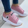 Desen Kanvas Günlük Kadın Sneakers Ayakkabı Düz Bağcıklı Zapatillas Mujer Chaussure Femme 220804