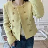 Neue Herbst Elegante Vintage Kurzarm Strickjacke Mantel Frauen Crop Top Koreanische Tweed Jacke Oberbekleidung Chaquetas De Mujer