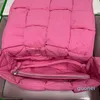 Designer B Crochet nylon tofu bags Fluffy down filled braided shoulder bag Weave cross body flap Waist bag Adjustable strap 0562