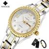 Wwoor New Gold Women Bracelet Watchs Affiols Dames Watch en acier inoxydable Robe décontractée Femme Quartz Watch Femmes Reloj Mujer T200420