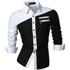 Jeansian Mens Casual Dress Shirts Fashion Desinger Stylish Long Sleeve Slim Fit 8371 Black2 220811